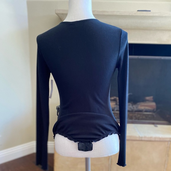 NWT Chelsea Bodysuit Rib knit Long Sleeve Black S - Picture 4 of 7